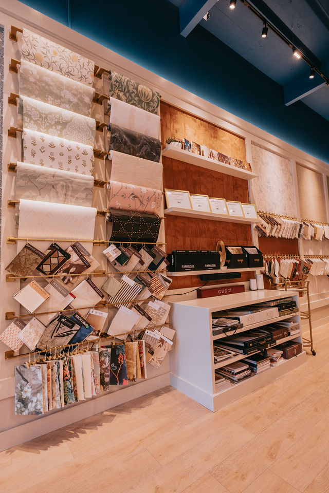 Curated wallcovering samples arranged in the Parfait sample library