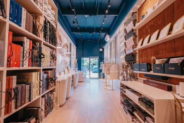 Silk, metallic-leaf and specialty wallcoverings on display